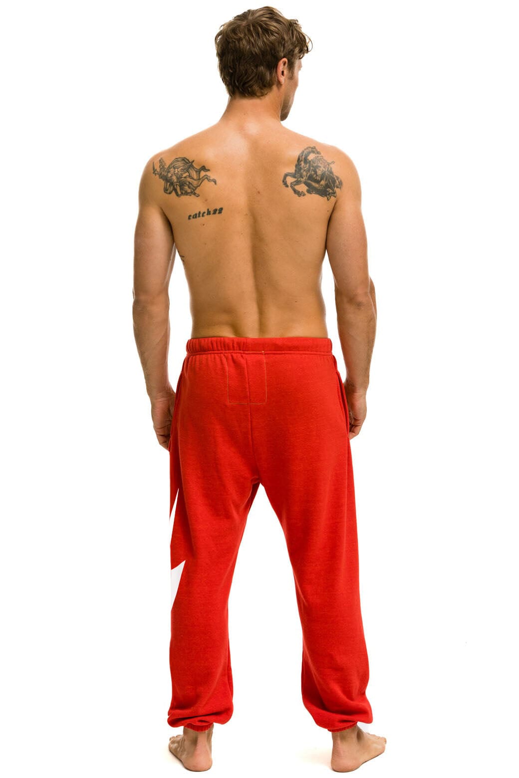 BOLT PRINT UNISEX SWEATPANTS - RED WHITE