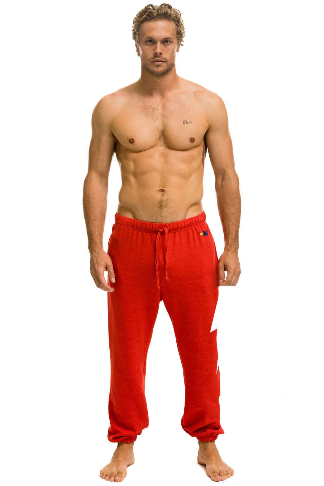 BOLT PRINT UNISEX SWEATPANTS - RED WHITE