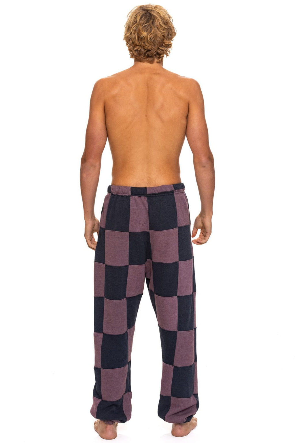 CHECK QUILTED SWEATPANTS - CHARCOAL MOCHA