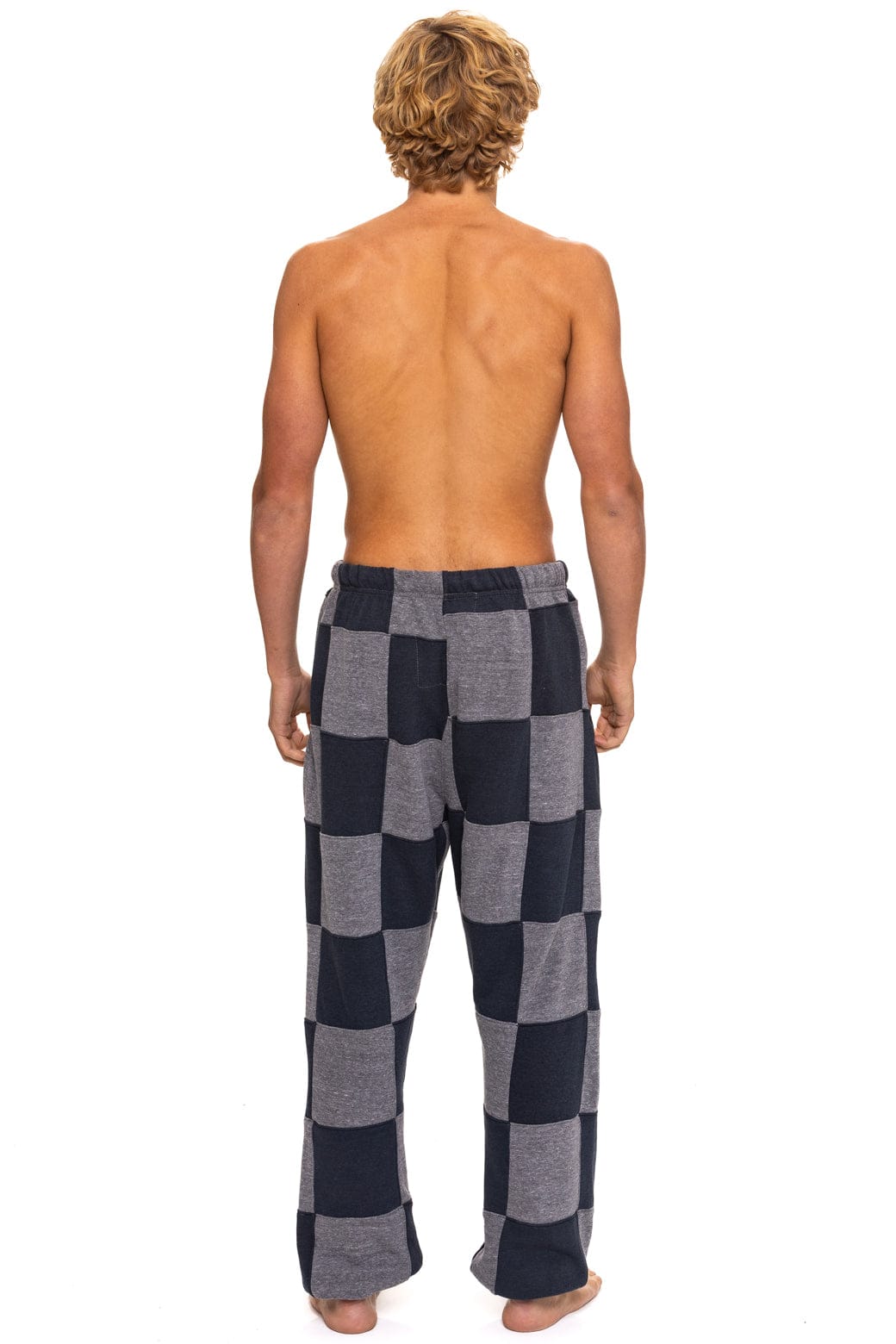 CHECK QUILTED SWEATPANTS - HEATHER CHARCOAL