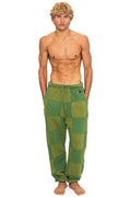 CHECK QUILTED SWEATPANTS - JUNGLE GREEN PALM
