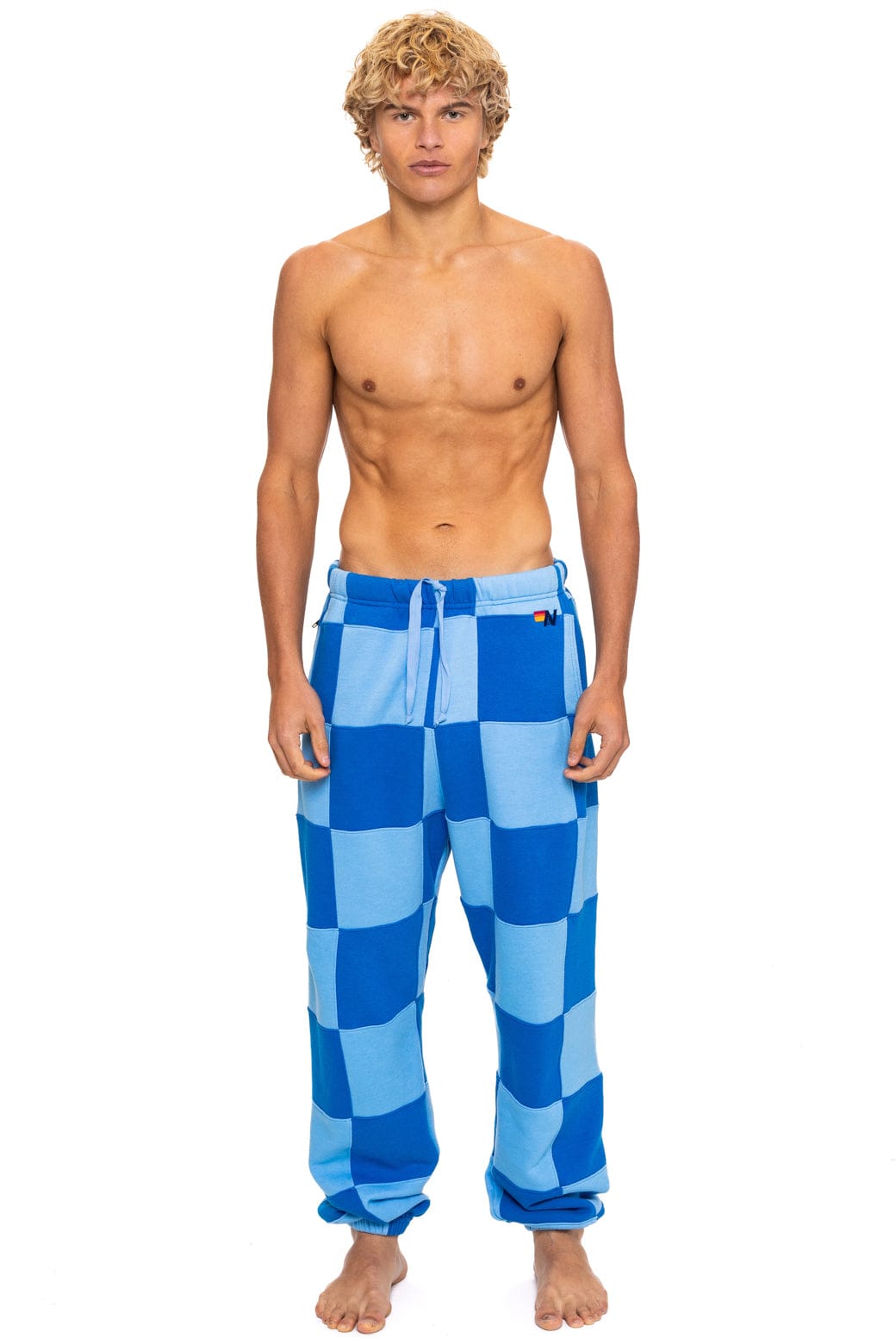 CHECK QUILTED SWEATPANTS - SKY ADVENTURE BLUE