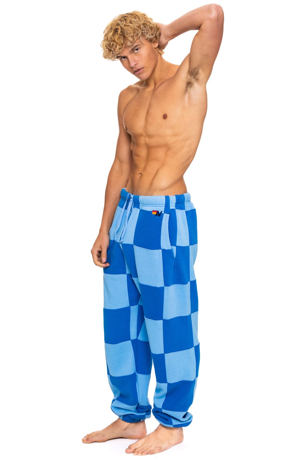 CHECK QUILTED SWEATPANTS - SKY ADVENTURE BLUE