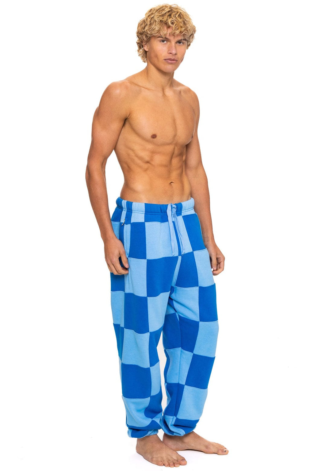 CHECK QUILTED SWEATPANTS - SKY ADVENTURE BLUE