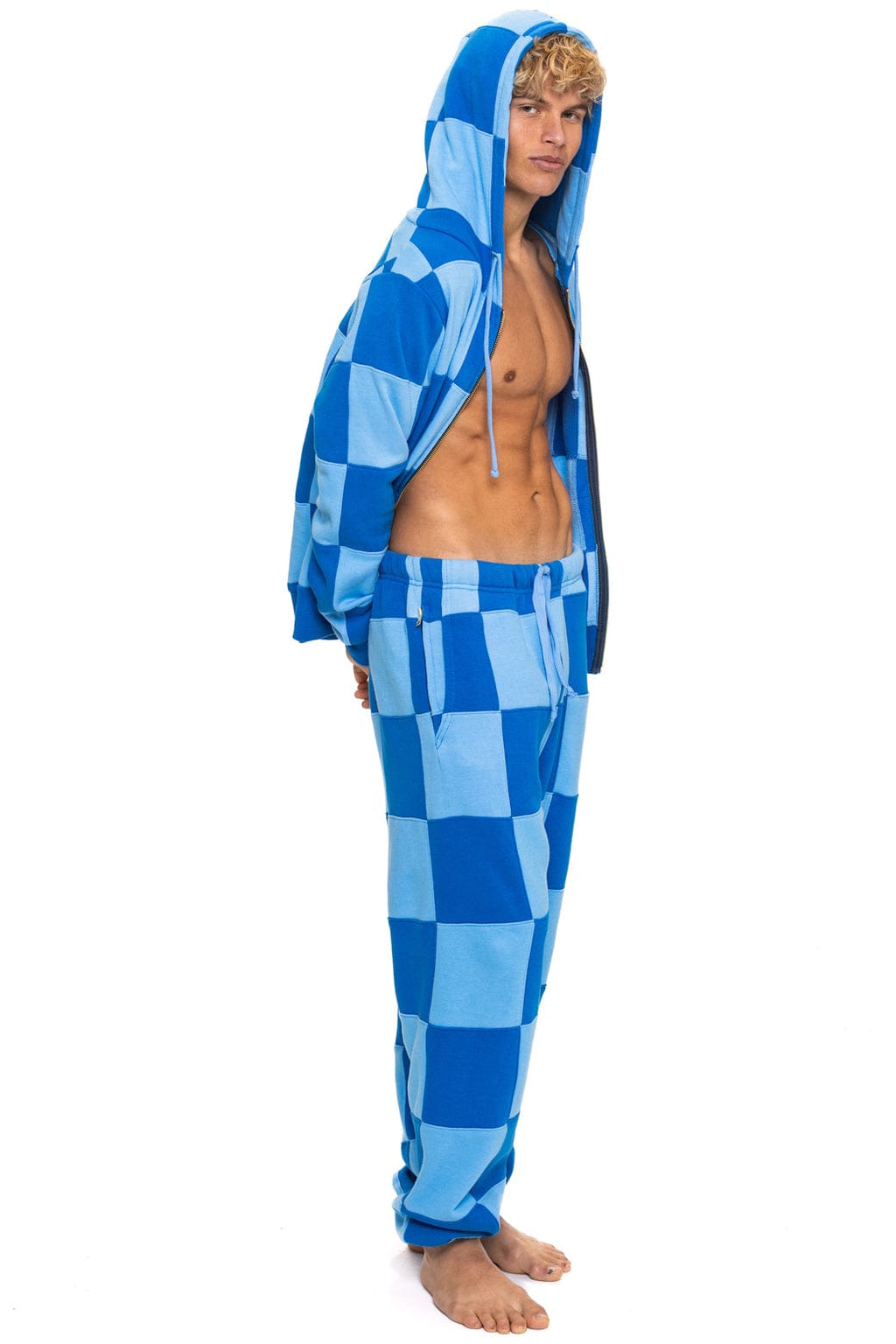 CHECK QUILTED SWEATPANTS - SKY ADVENTURE BLUE