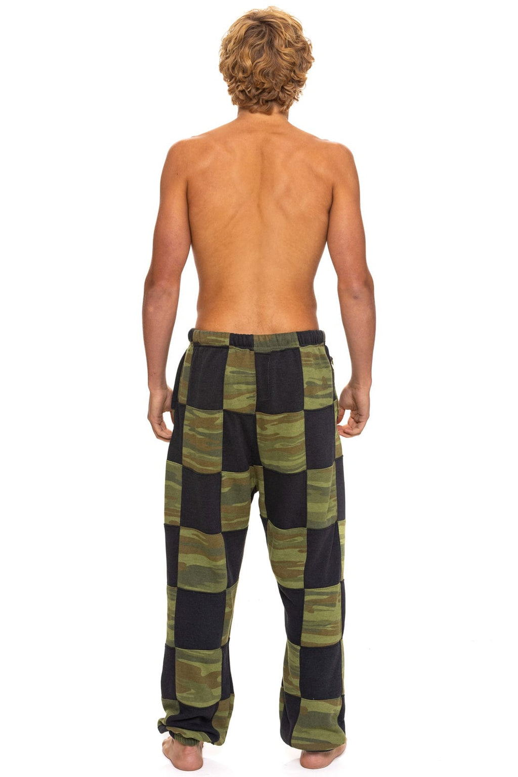 CHECK QUILTED SWEATPANTS - SMOKE CAMO