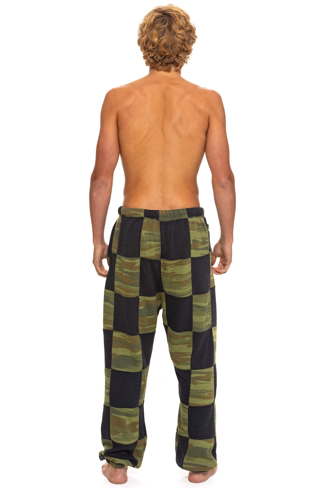 CHECK QUILTED SWEATPANTS - SMOKE CAMO