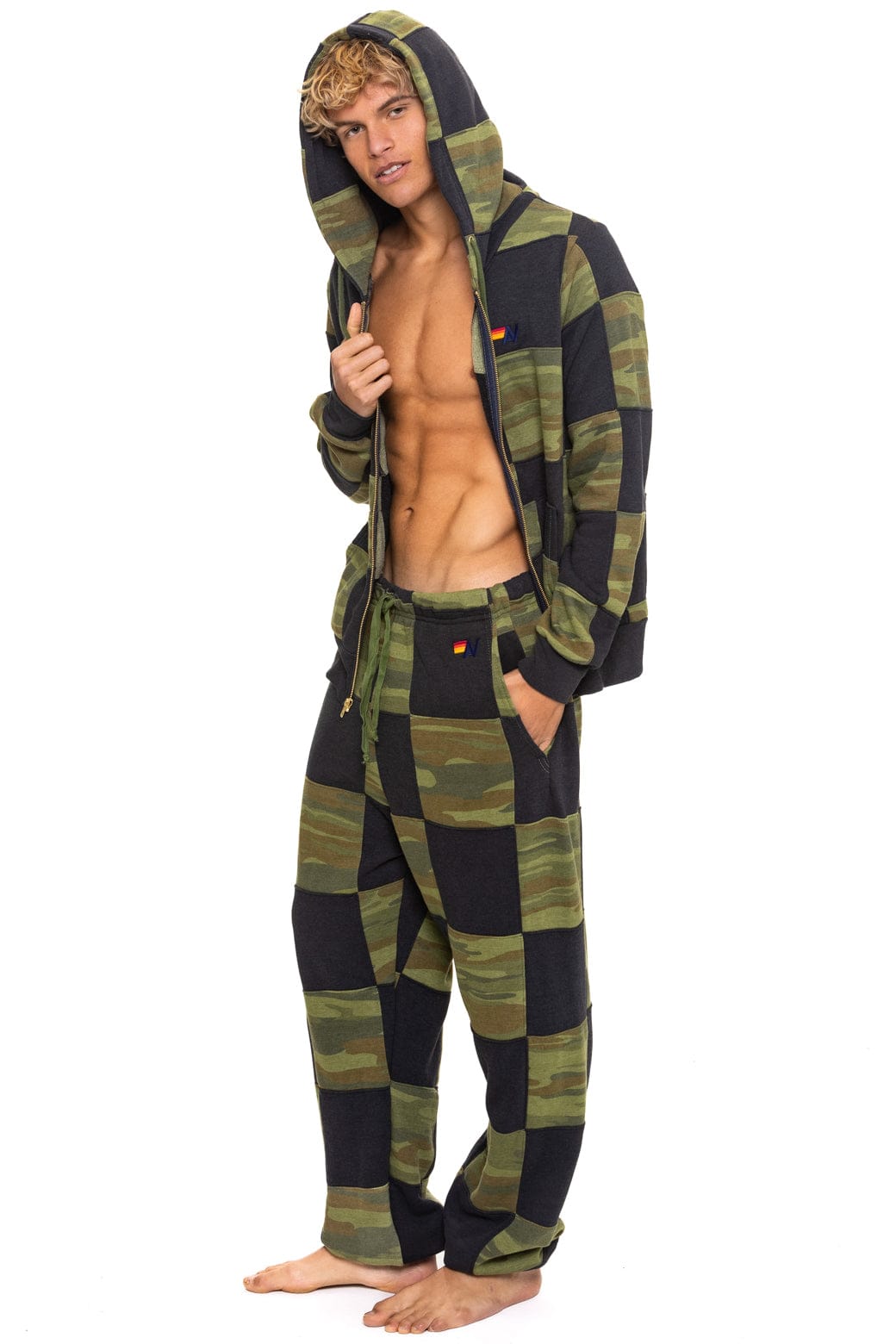 CHECK QUILTED SWEATPANTS - SMOKE CAMO