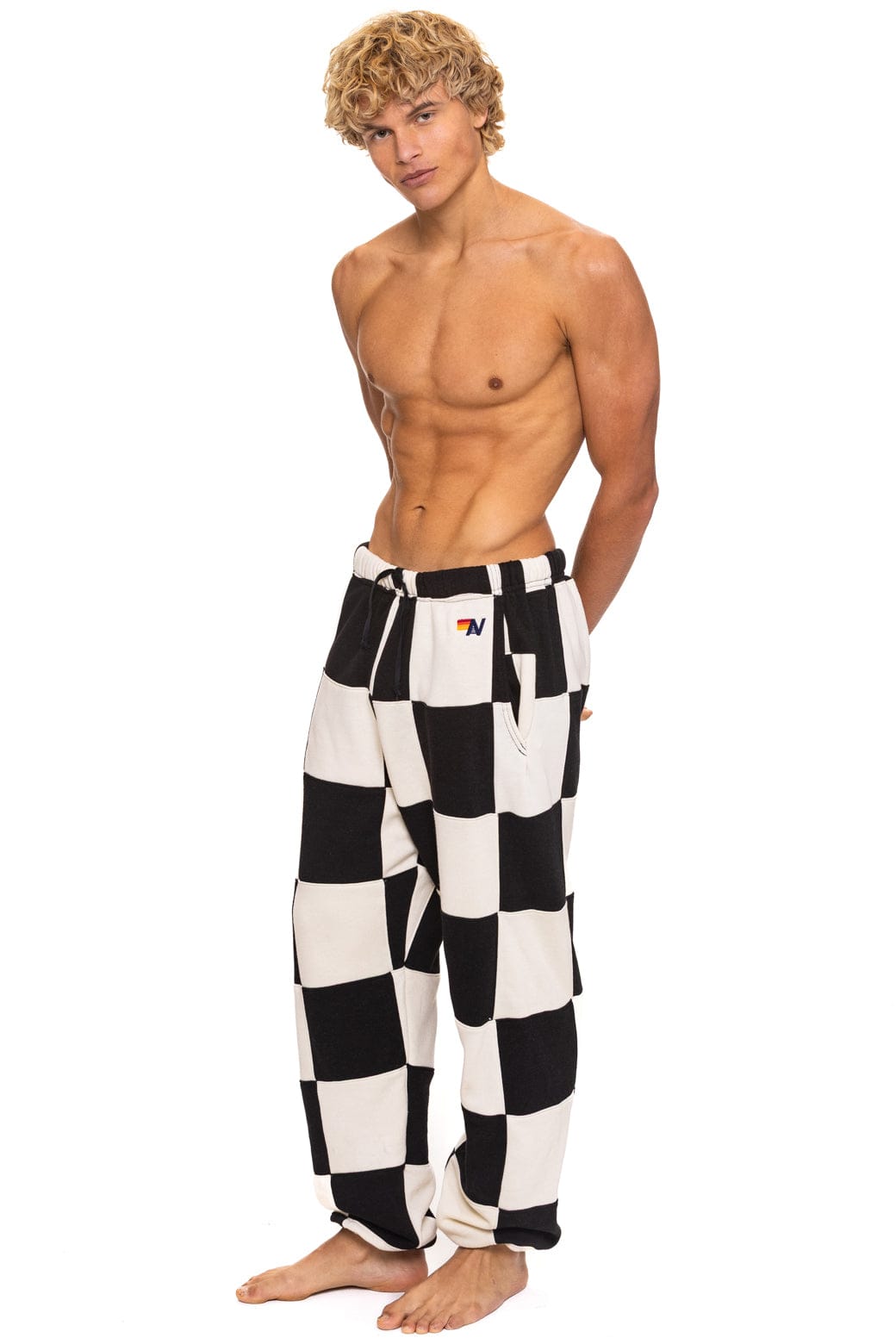 CHECK QUILTED SWEATPANTS - VINTAGE WHITE BLACK
