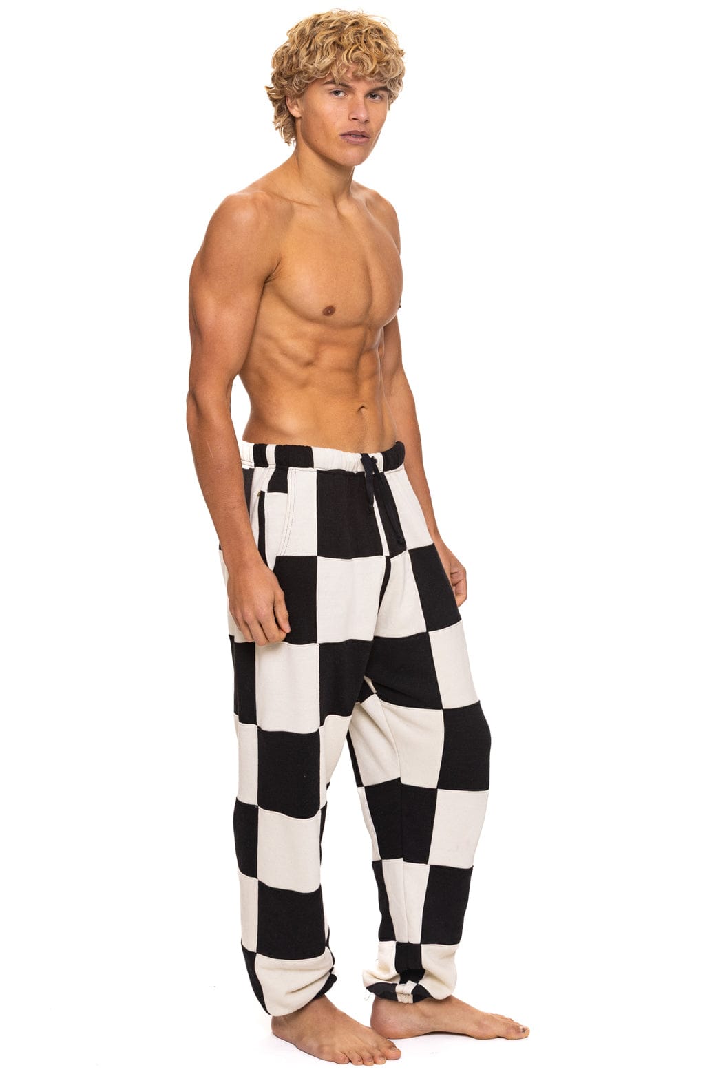 CHECK QUILTED SWEATPANTS - VINTAGE WHITE BLACK
