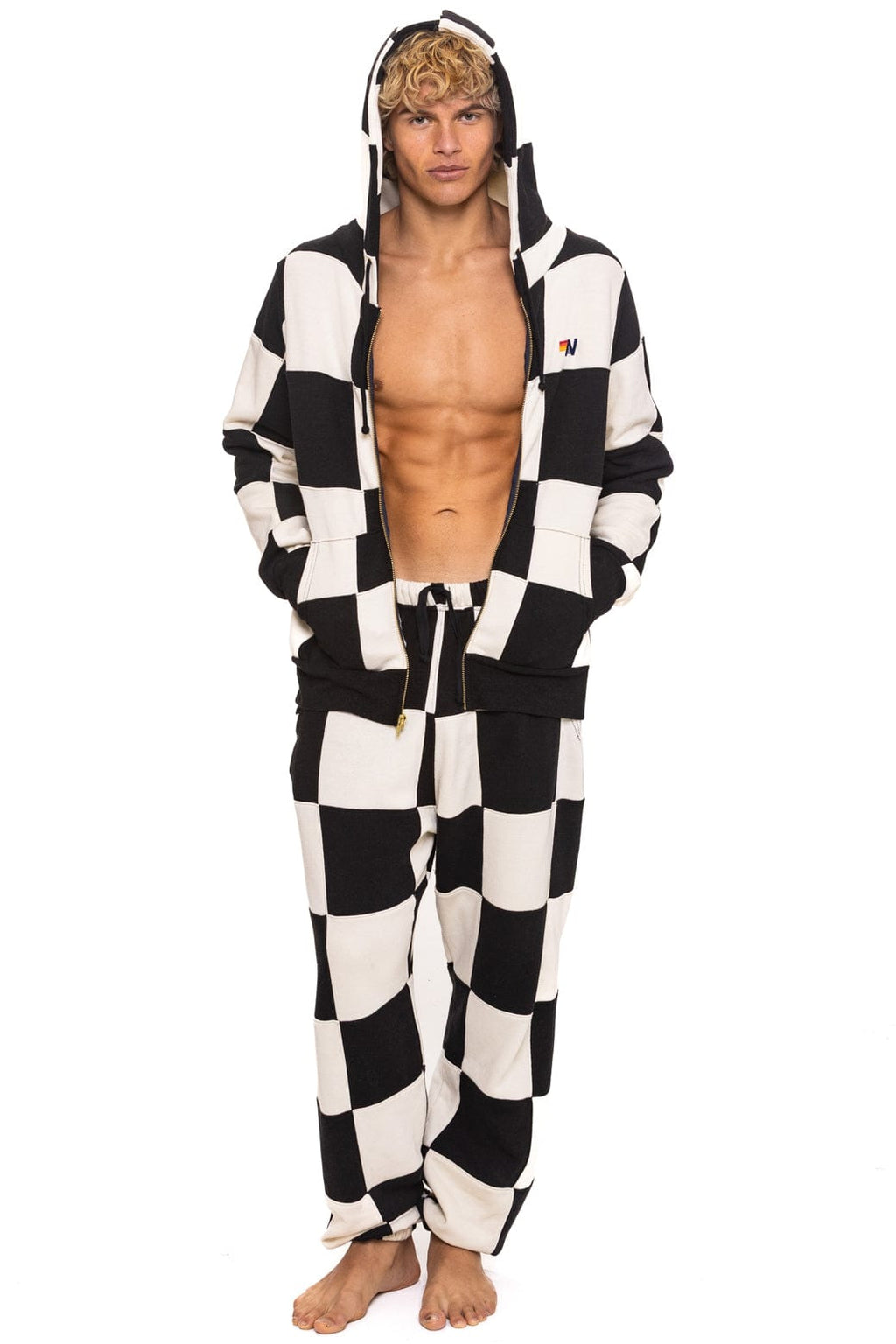 CHECK QUILTED SWEATPANTS - VINTAGE WHITE BLACK