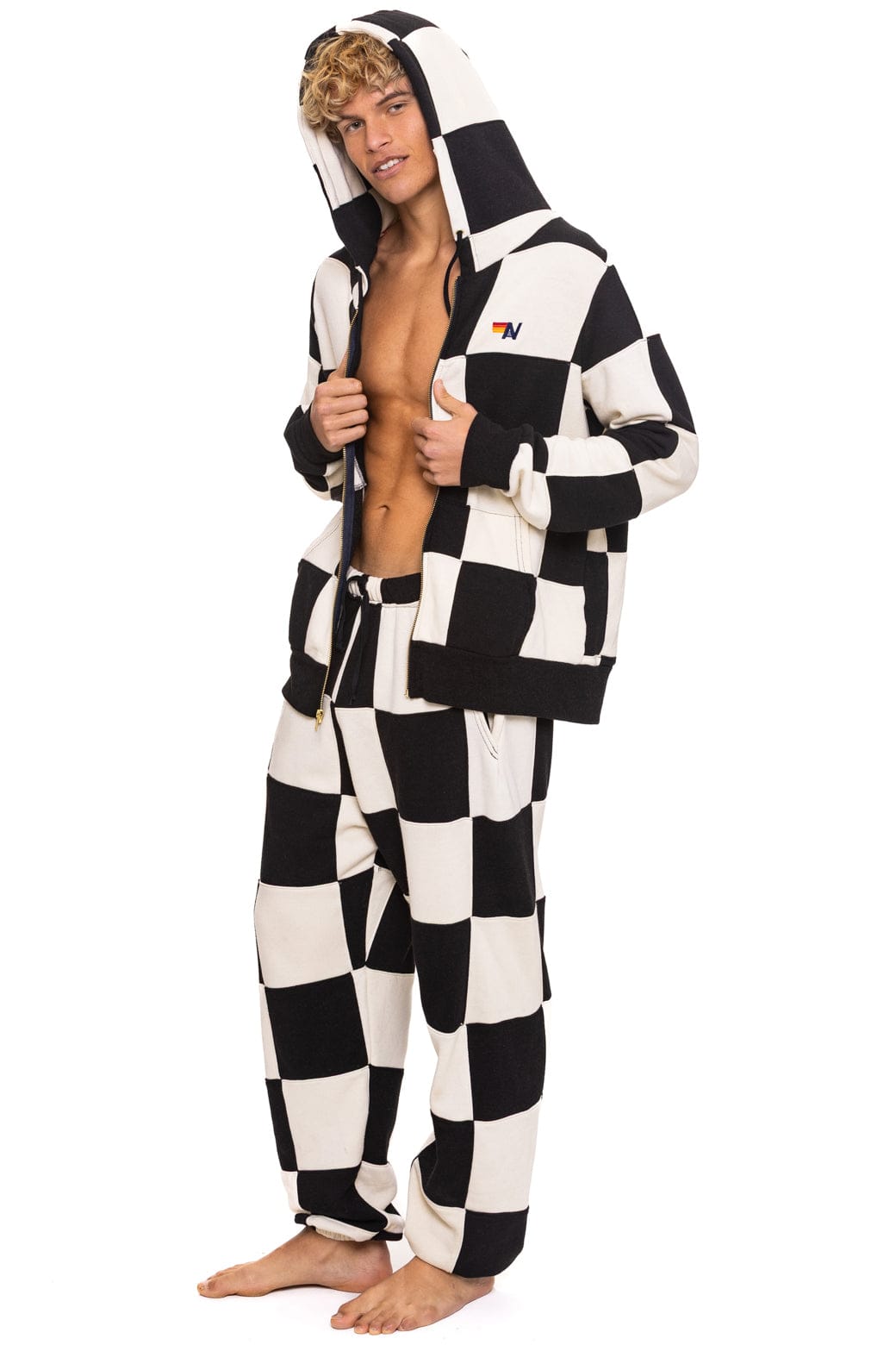 CHECK QUILTED SWEATPANTS - VINTAGE WHITE BLACK