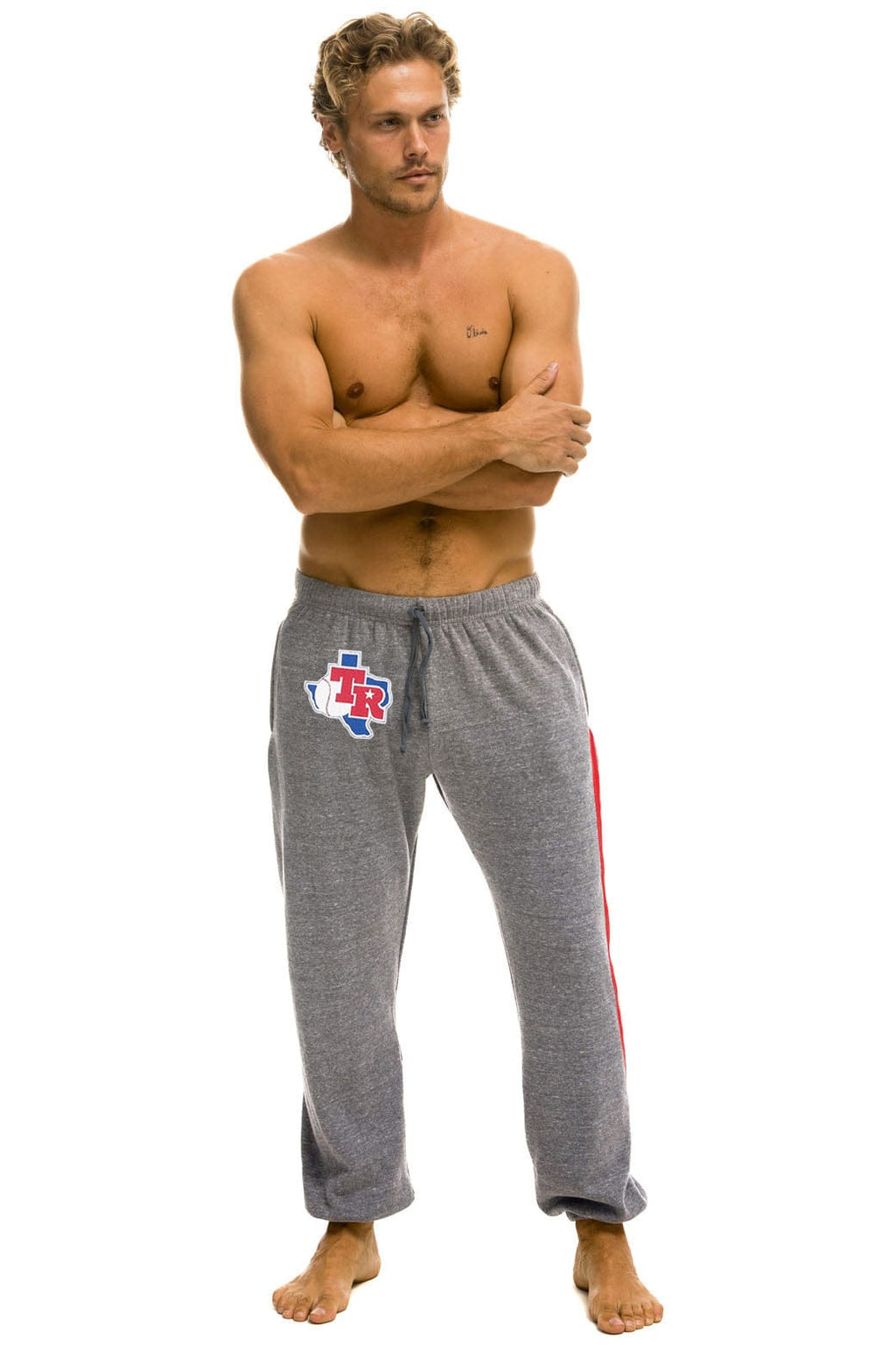 TEXAS RANGERS 5 STRIPE UNISEX SWEATPANTS - HEATHER USA