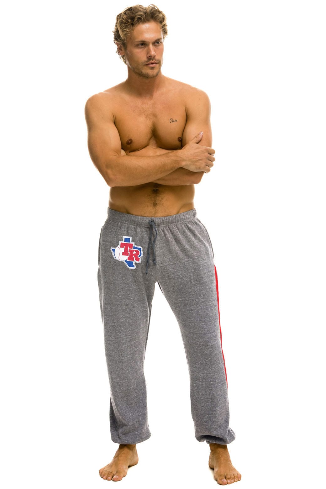 TEXAS RANGERS 5 STRIPE UNISEX SWEATPANTS - HEATHER USA