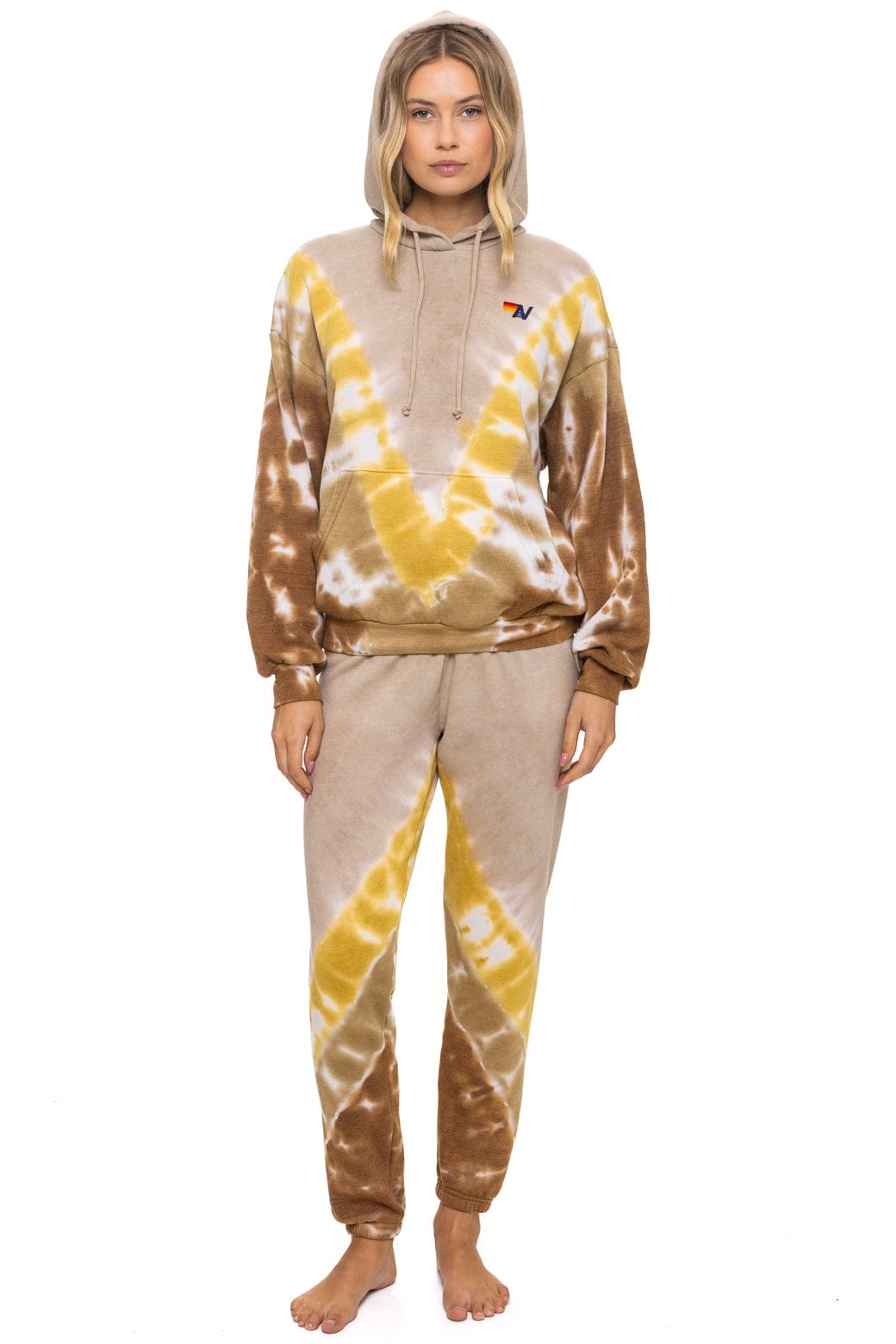 HAND DYED V SWEATPANTS - TIE DYE SAND CINNAMON