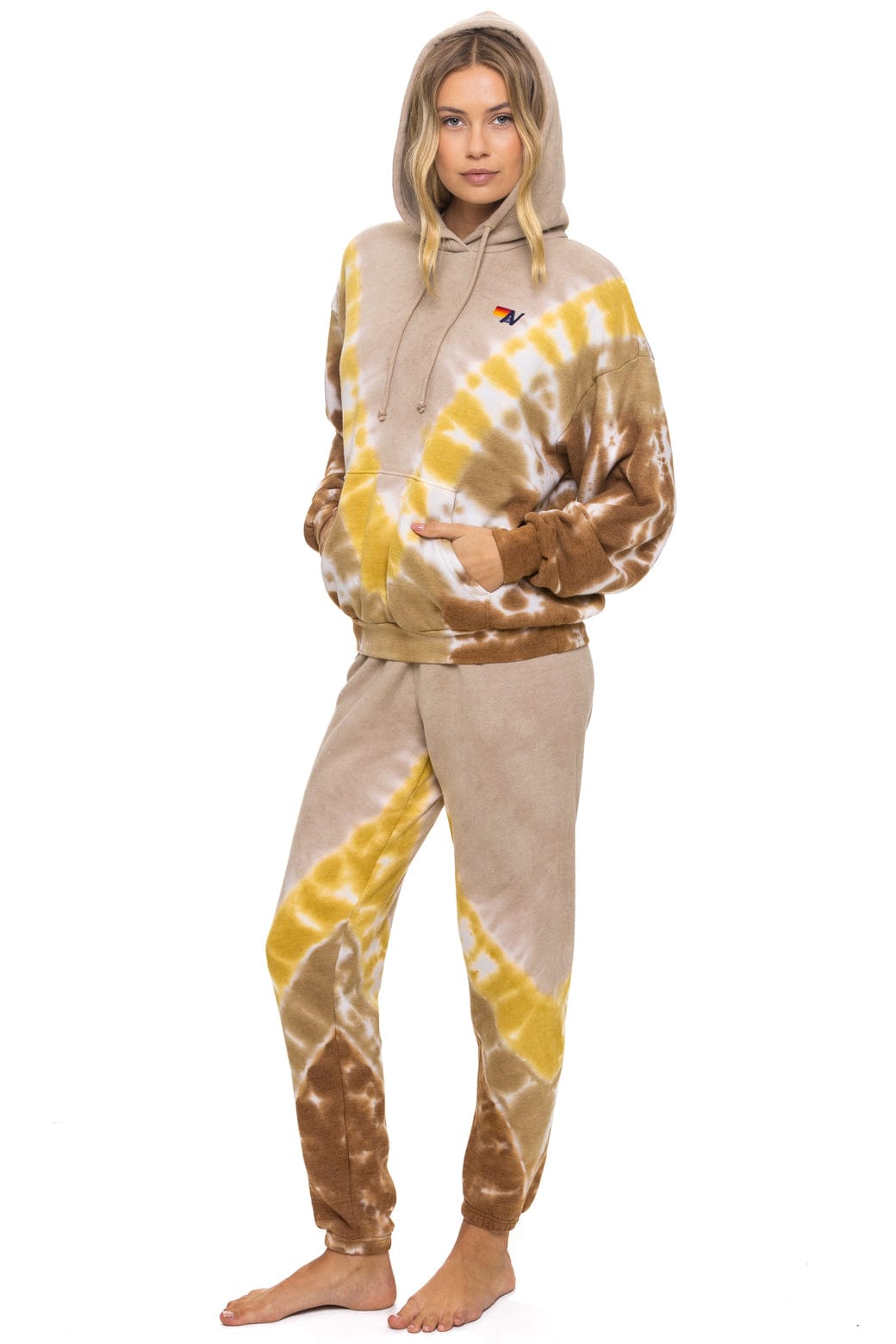 HAND DYED V SWEATPANTS - TIE DYE SAND CINNAMON