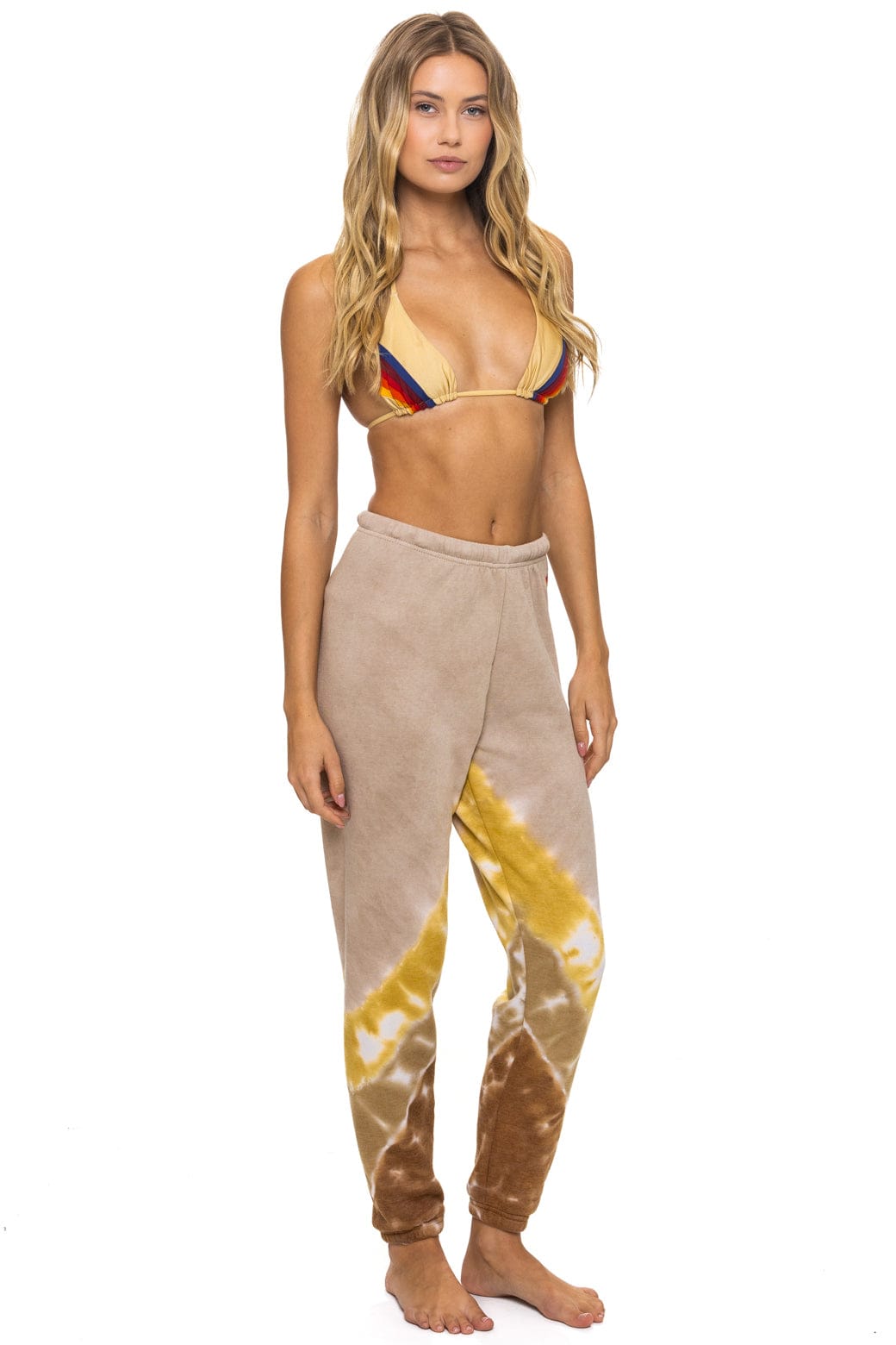 HAND DYED V SWEATPANTS - TIE DYE SAND CINNAMON