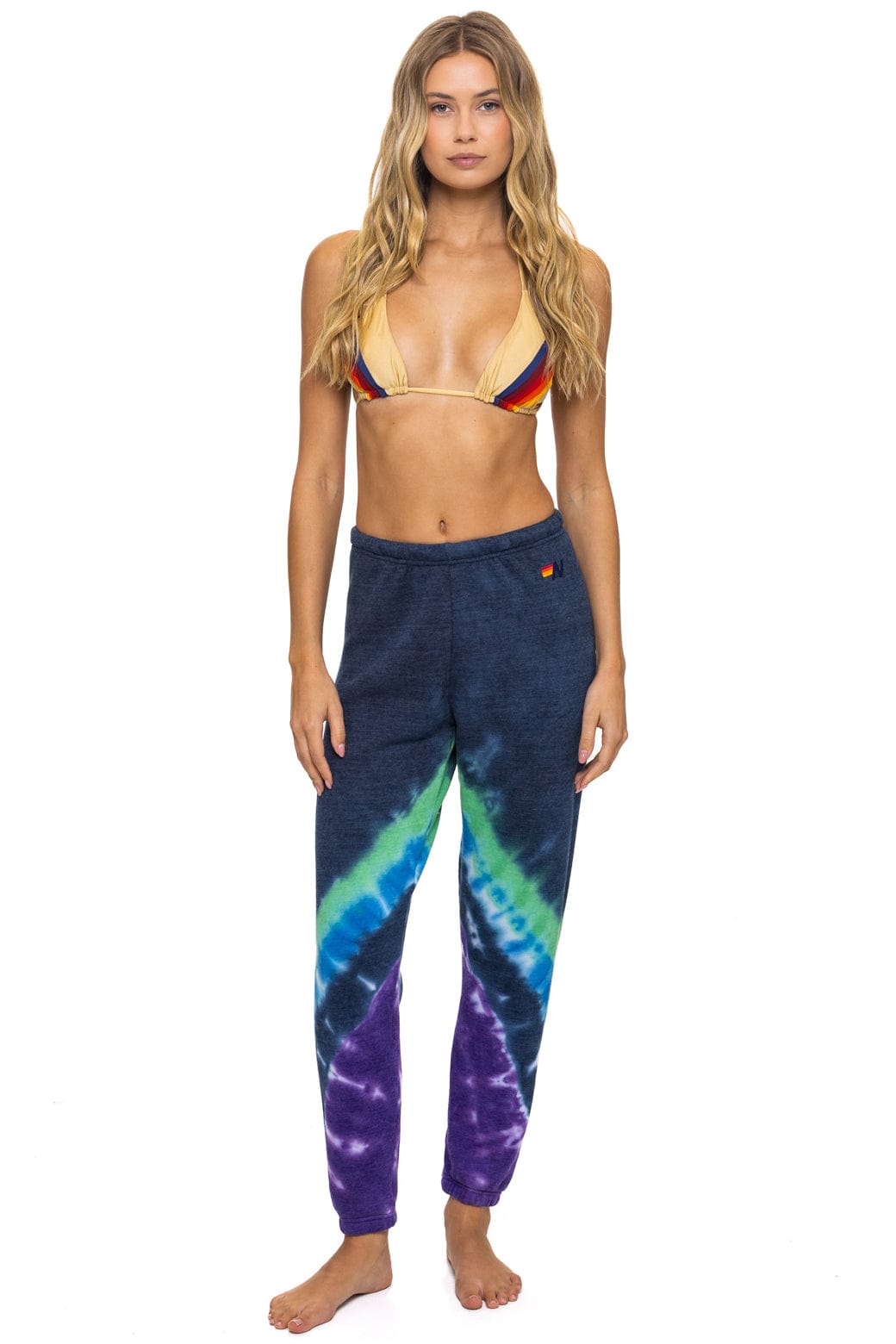HAND DYED V SWEATPANTS - TIE DYE MIDNIGHT PURPLE