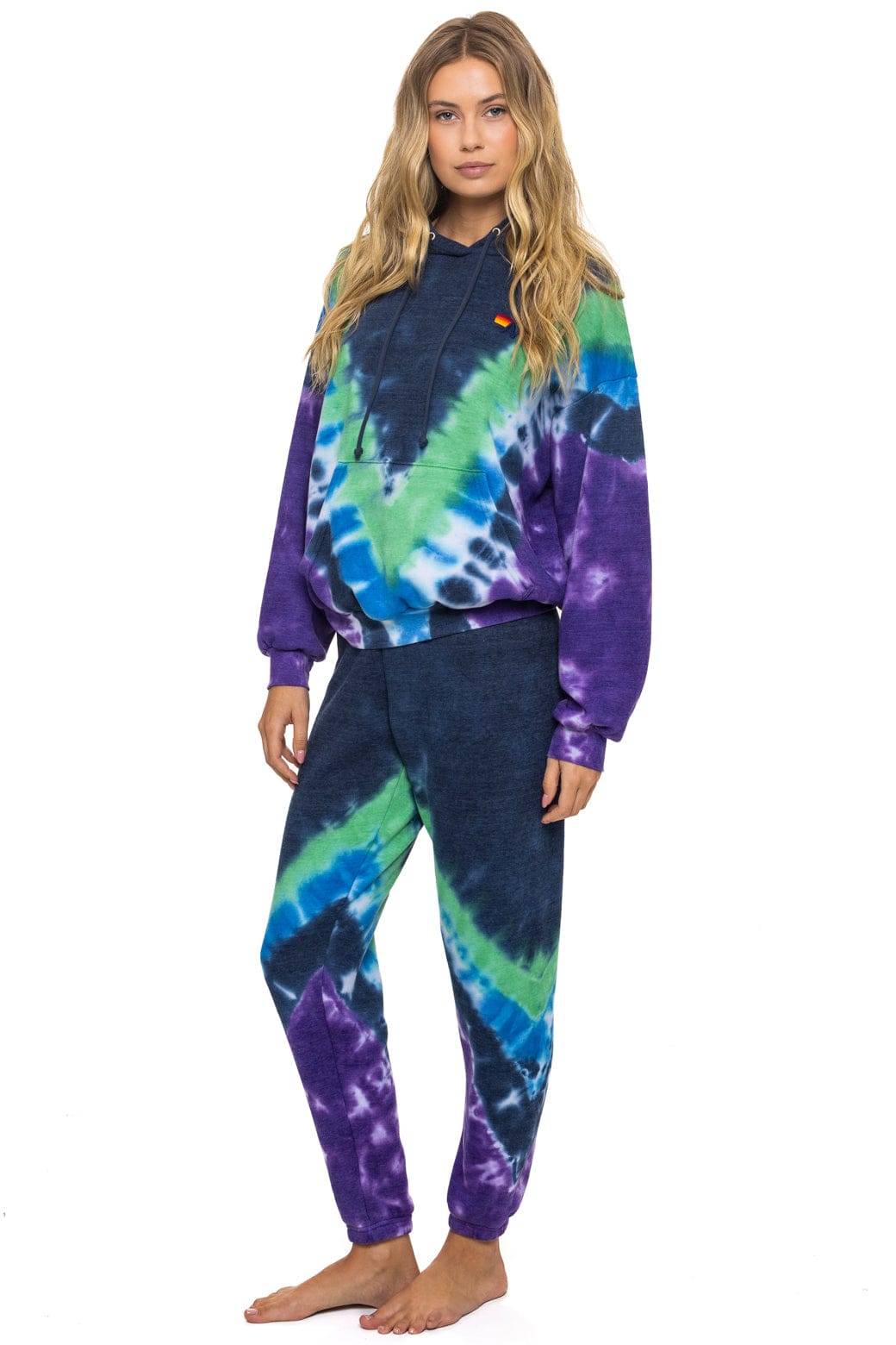 HAND DYED V SWEATPANTS - TIE DYE MIDNIGHT PURPLE