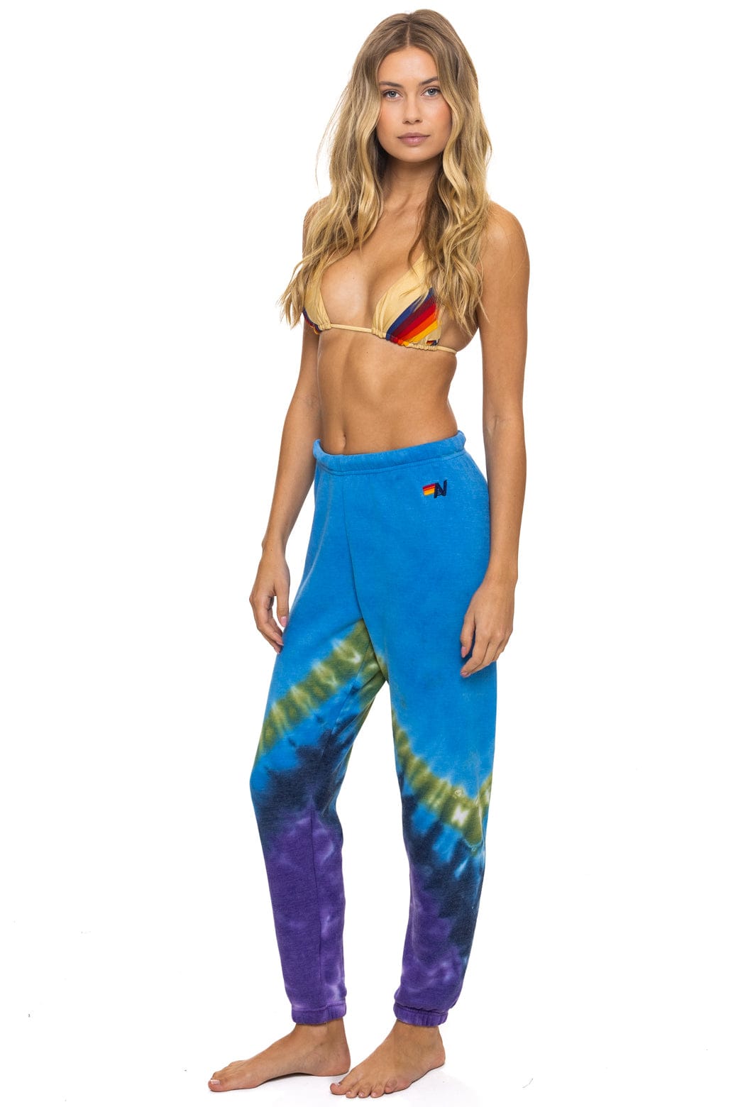 HAND DYED V SWEATPANTS - TIE DYE OCEAN PURPLE