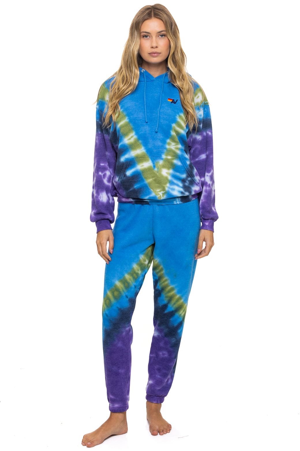 HAND DYED V SWEATPANTS - TIE DYE OCEAN PURPLE