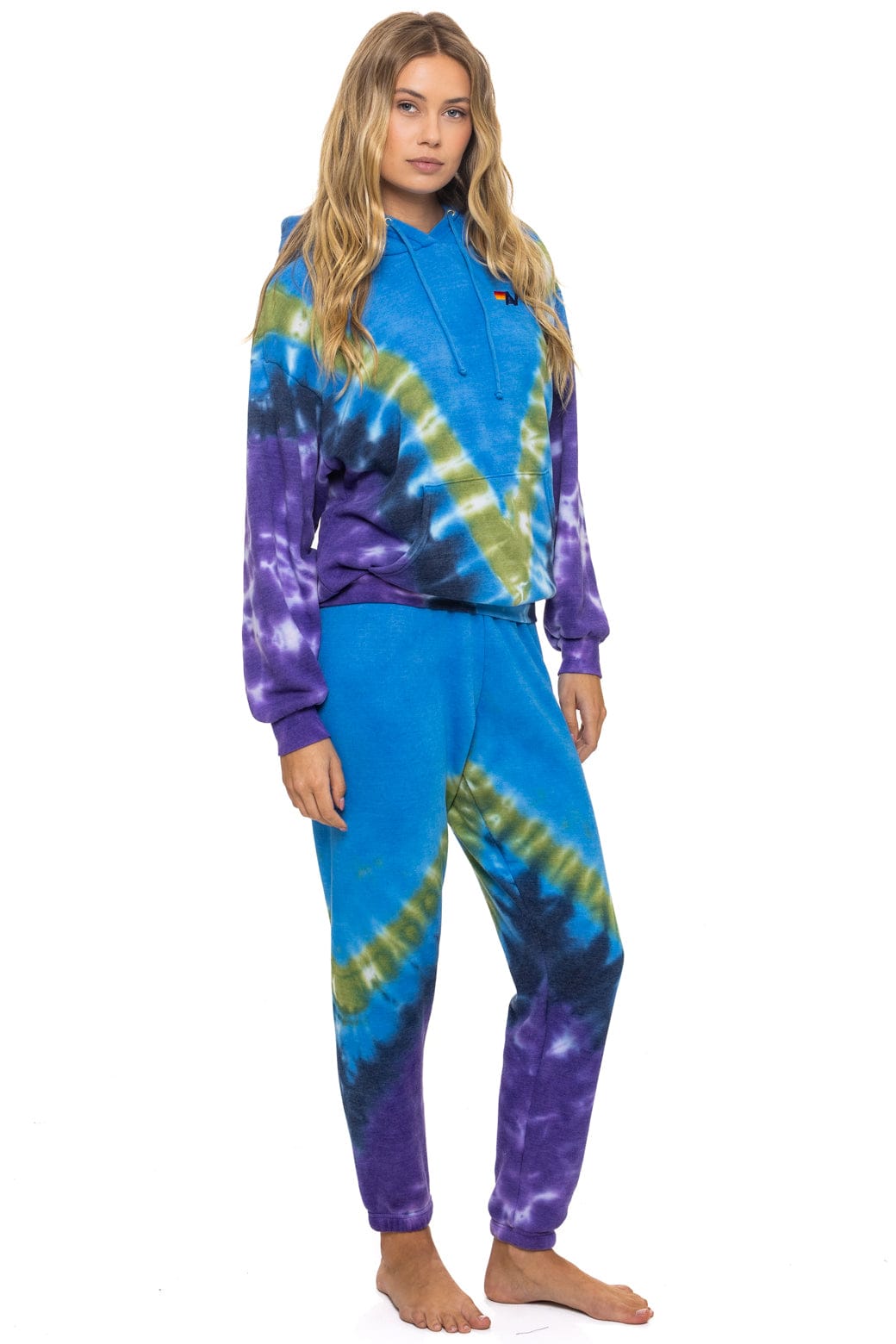 HAND DYED V SWEATPANTS - TIE DYE OCEAN PURPLE