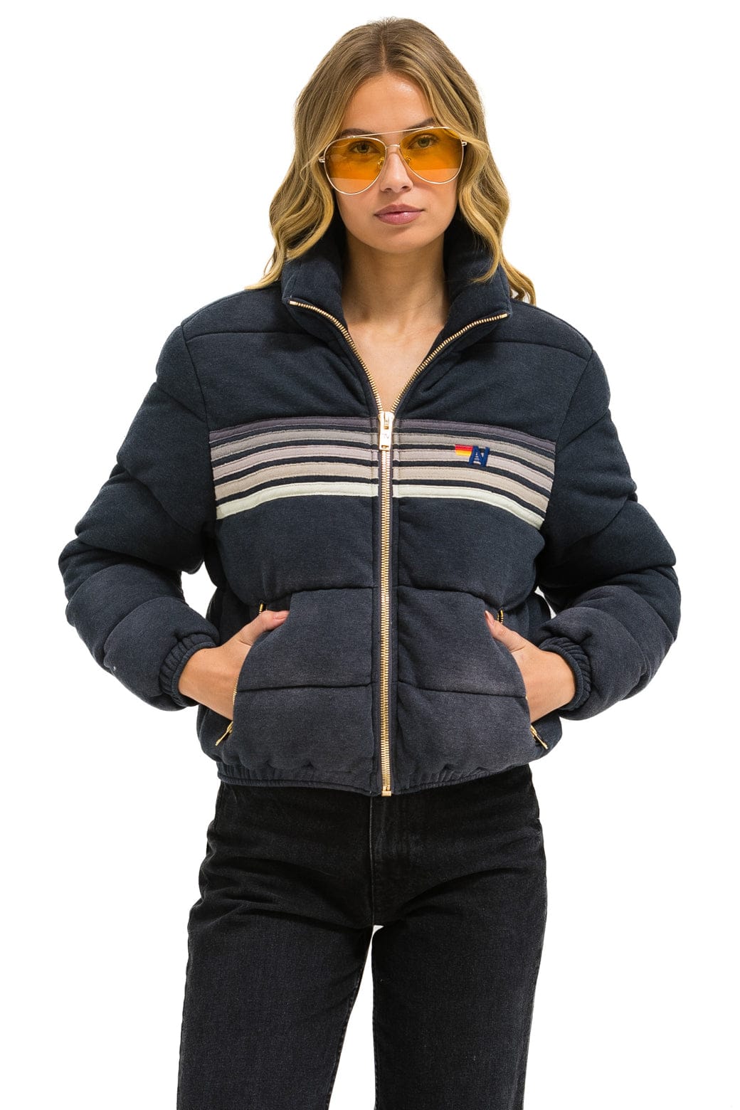 5 STRIPE FADED APRES JACKET - FADED SMOKE