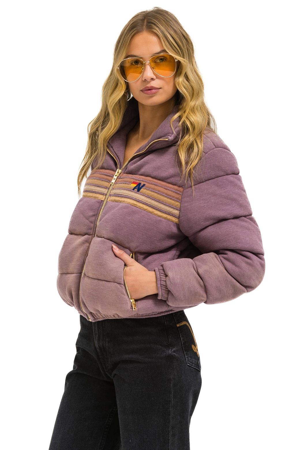5 STRIPE FADED APRES JACKET - FADED MOCHA