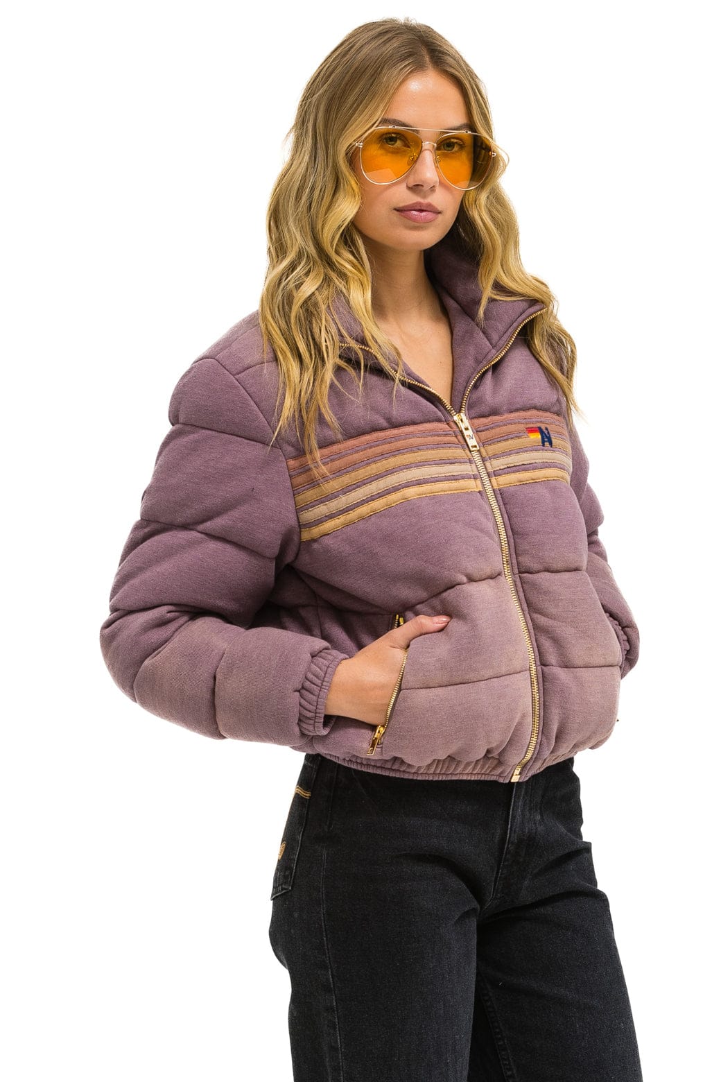 5 STRIPE FADED APRES JACKET - FADED MOCHA