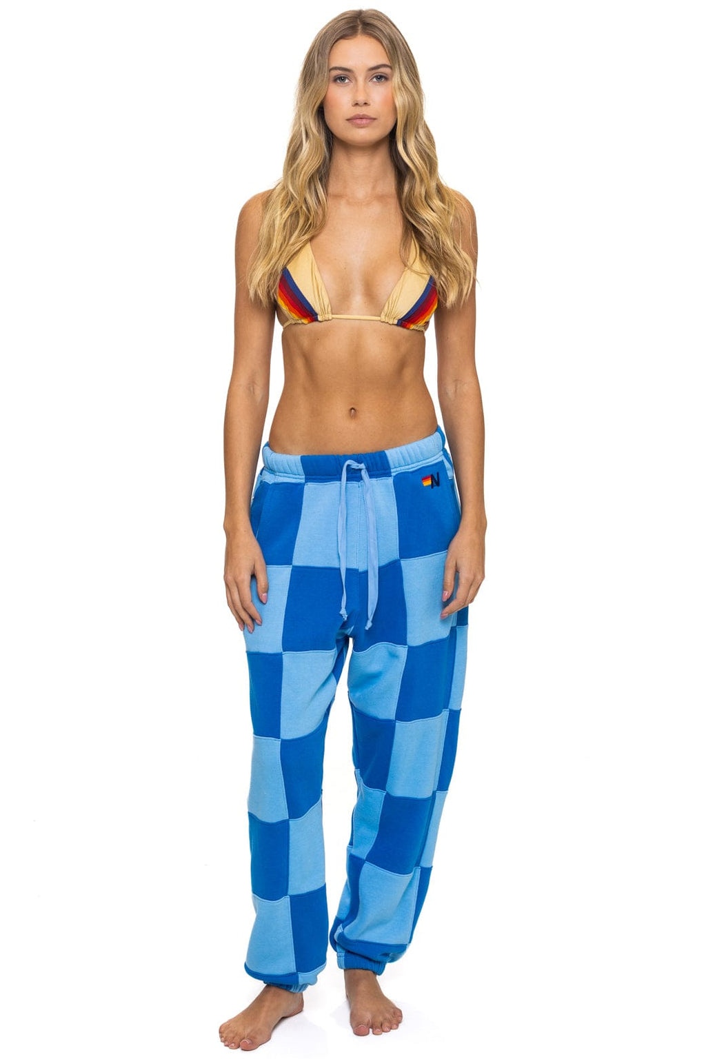 CHECK QUILTED SWEATPANTS - SKY ADVENTURE BLUE