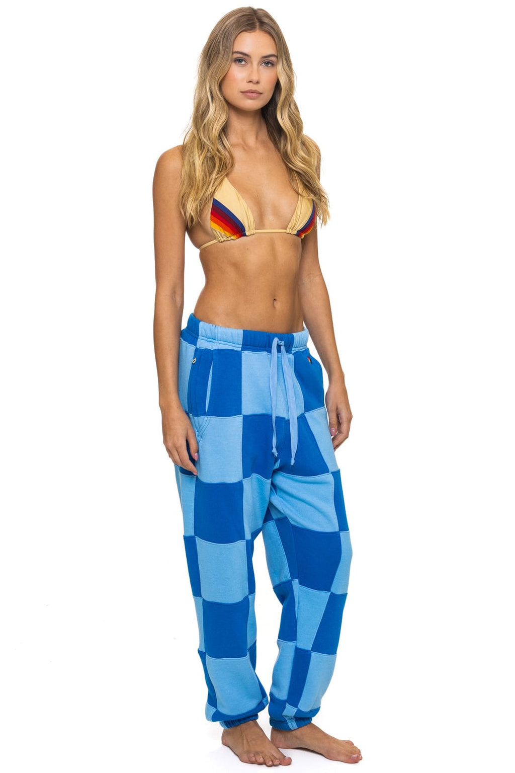 CHECK QUILTED SWEATPANTS - SKY ADVENTURE BLUE