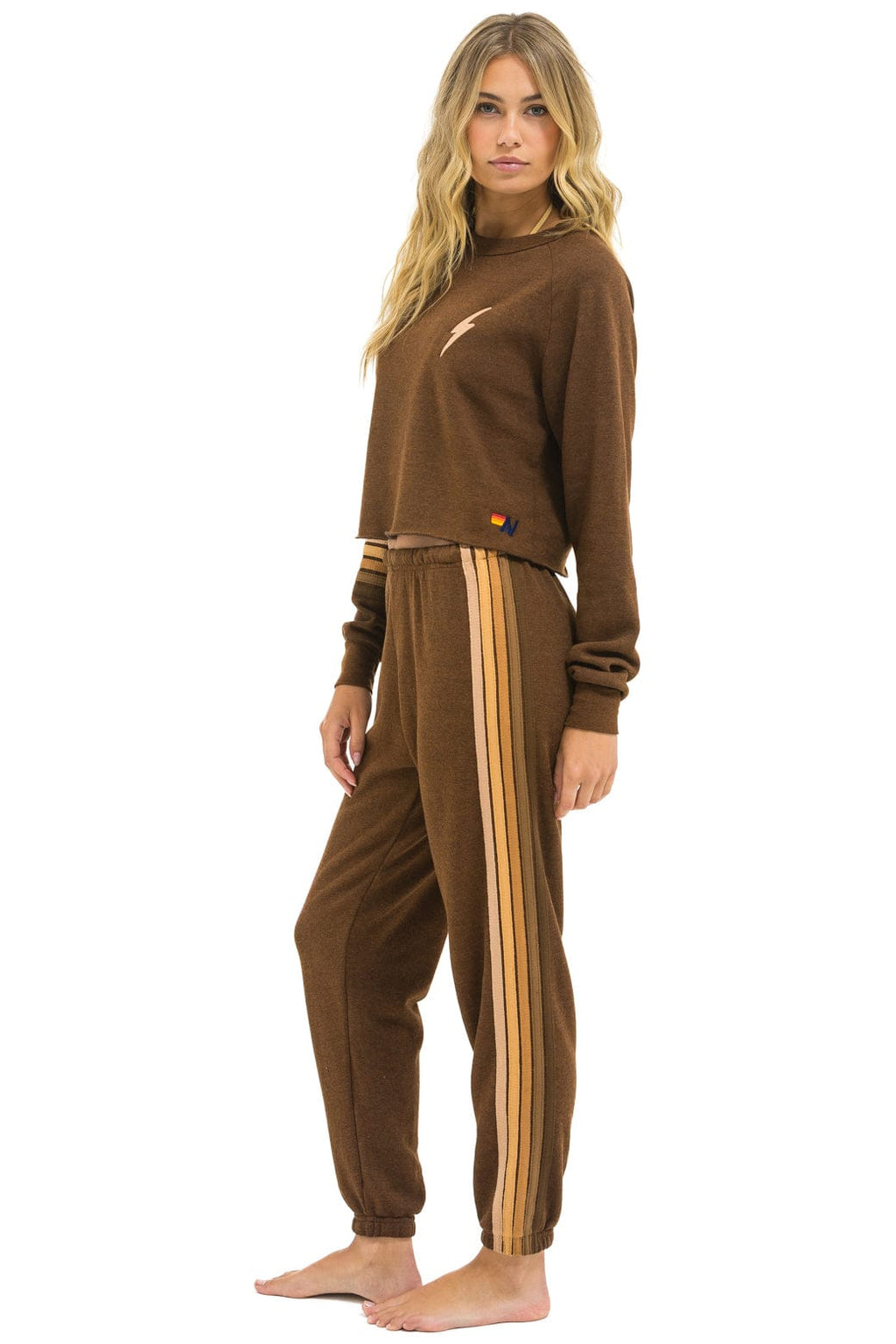 5 STRIPE SWEATPANTS - CHOCOLATE ESPRESSO