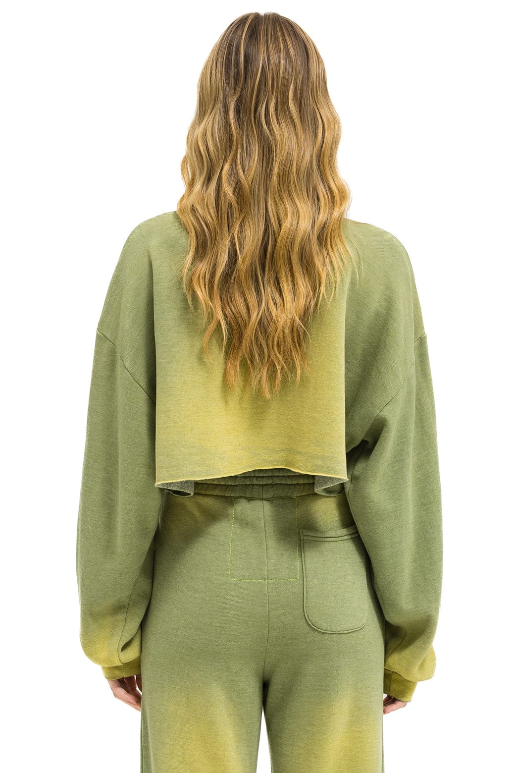 AN 3D CROPPED CREW SWEATSHIRT RELAXED - FADED ARMY