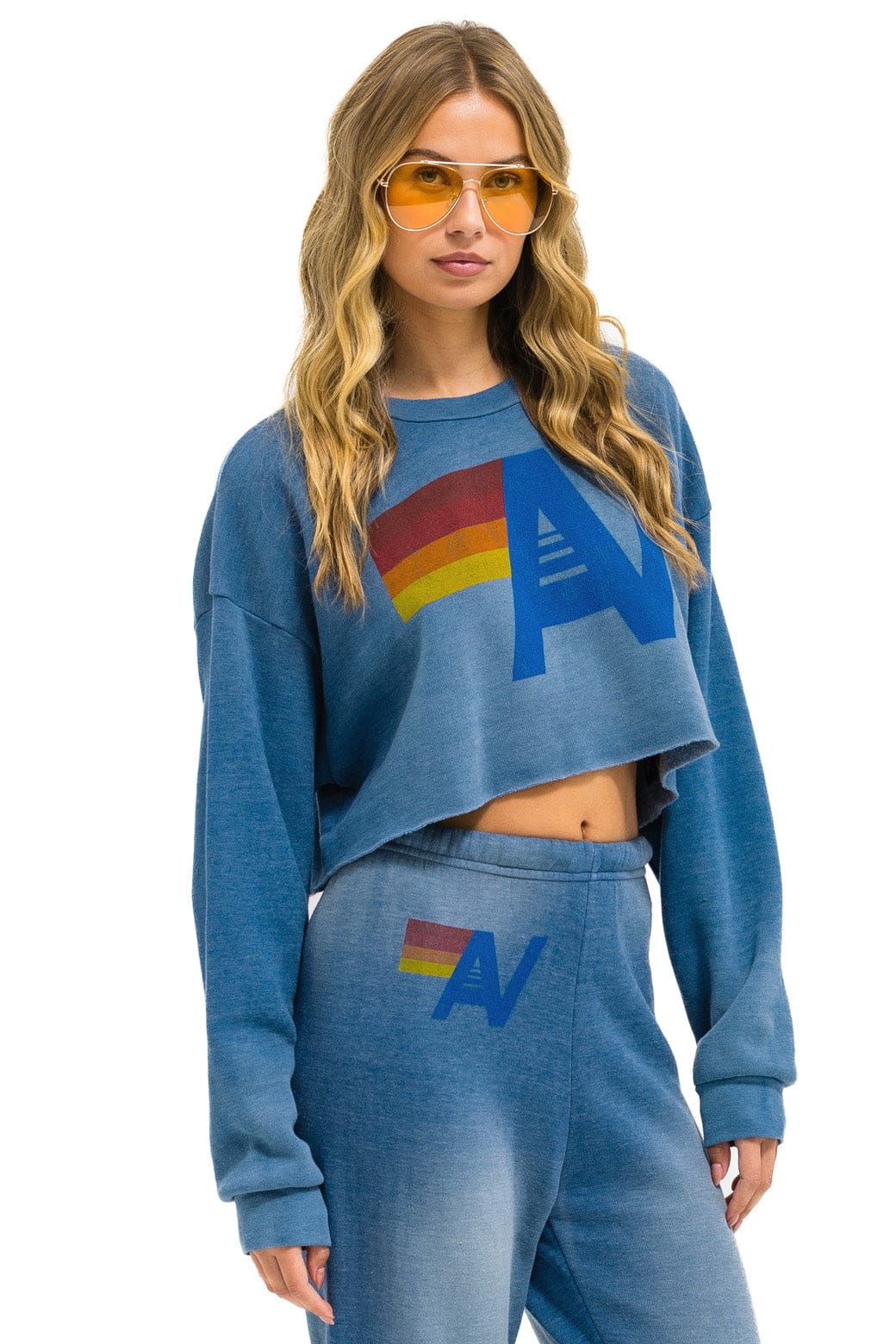 VINTAGE LOGO CROPPED CREW SWEATSHIRT RELAXED - FADED WATER