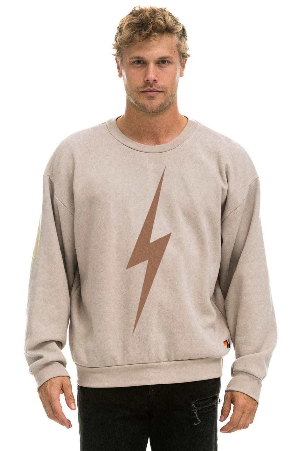 BOLT RELAXED CREW SWEATSHIRT - SAND MOCHA