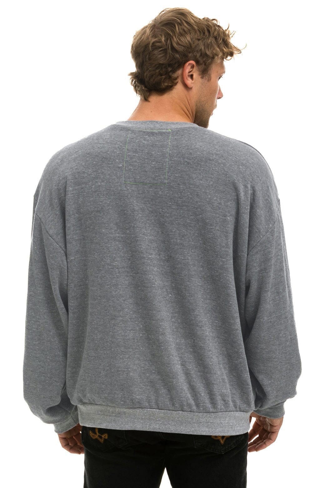 5 STRIPE RELAXED CREW SWEATSHIRT - HEATHER GREY