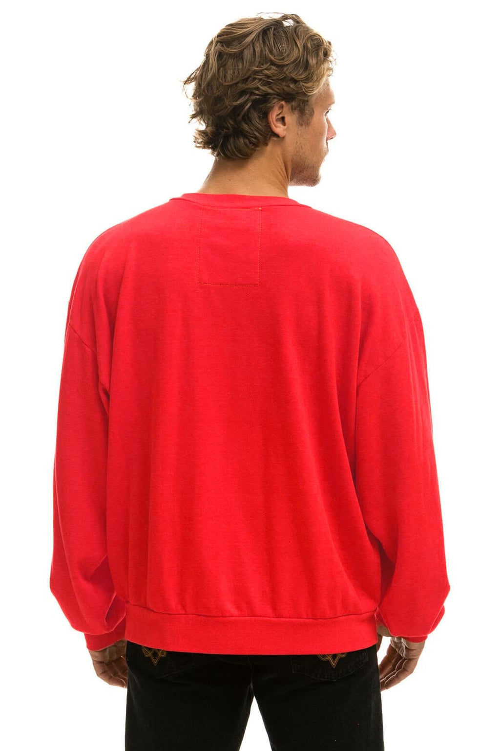 5 STRIPE RELAXED CREW SWEATSHIRT - RED