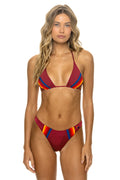 5 STRIPE LUXE TRIANGLE BIKINI TOP - BURGUNDY
