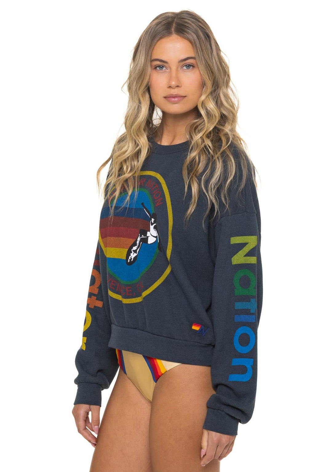AVIATOR NATION RELAXED VENICE CREW SWEATSHIRT - CHARCOAL