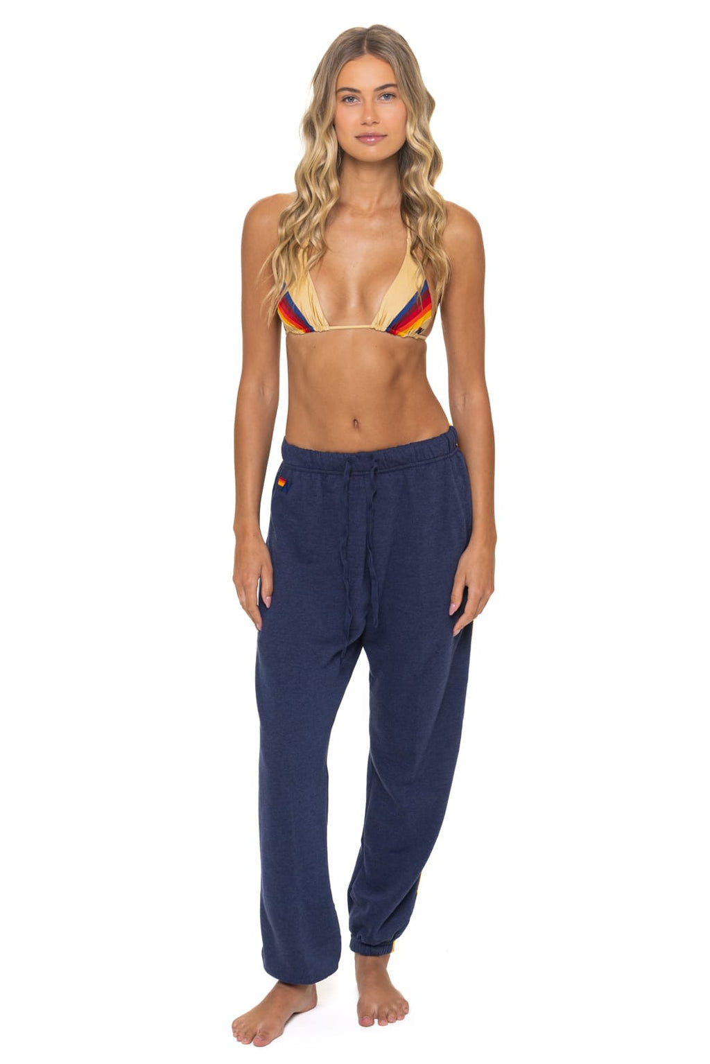 5 STRIPE SWEATPANTS - NAVY