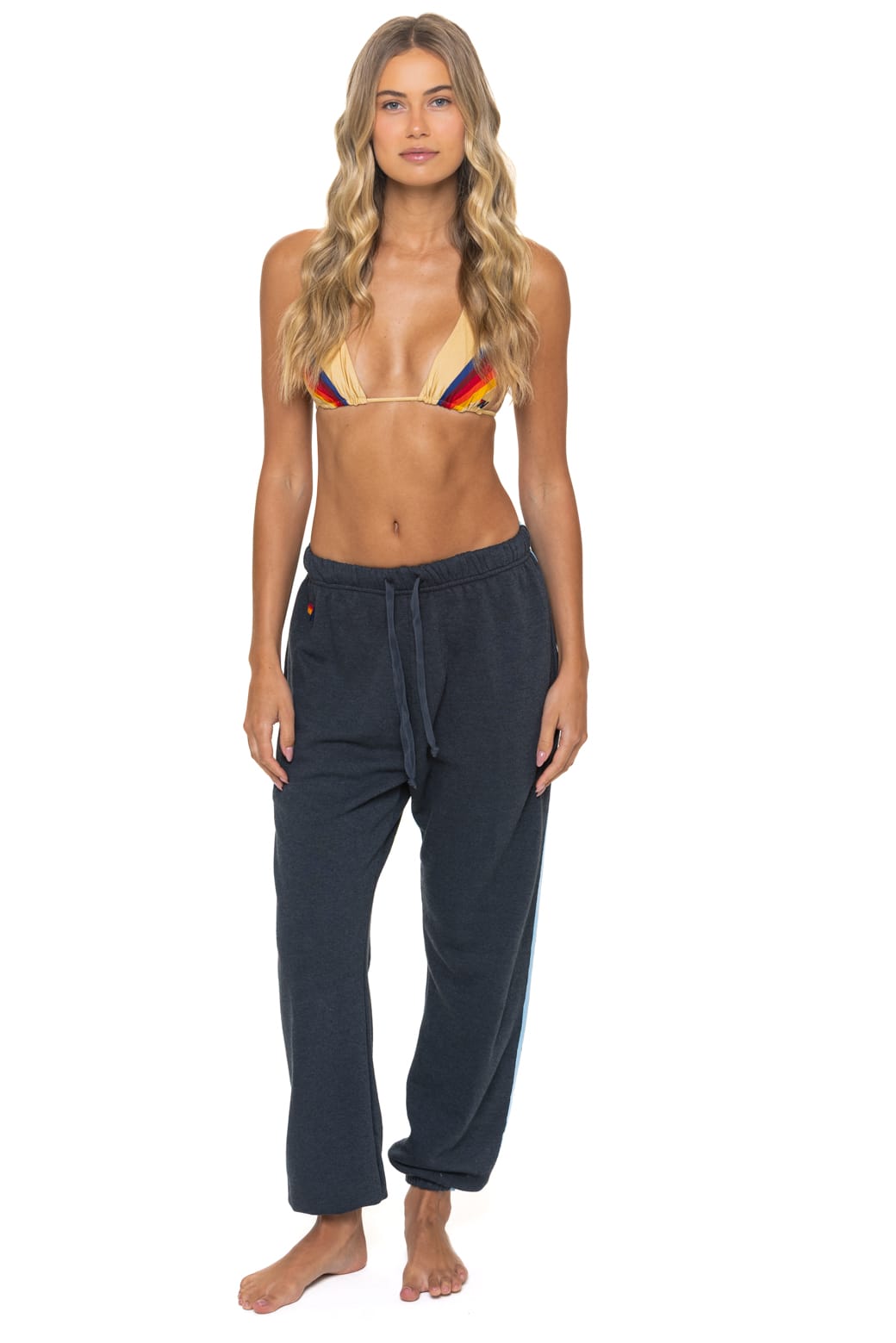 5 STRIPE SWEATPANTS - CHARCOAL BLUE