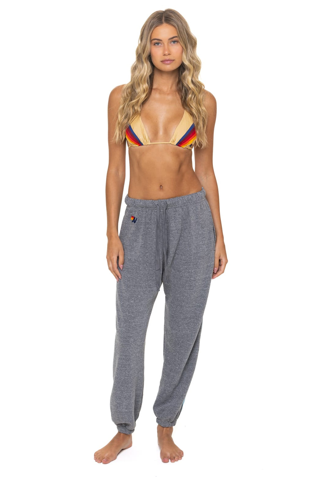 5 STRIPE SWEATPANTS - HEATHER GREY BLUE