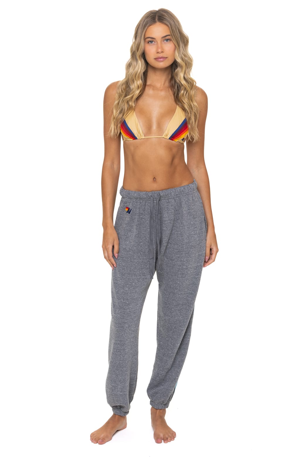 5 STRIPE SWEATPANTS - HEATHER GREY BLUE