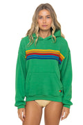 5 STRIPE RELAXED PULLOVER HOODIE - KELLY GREEN