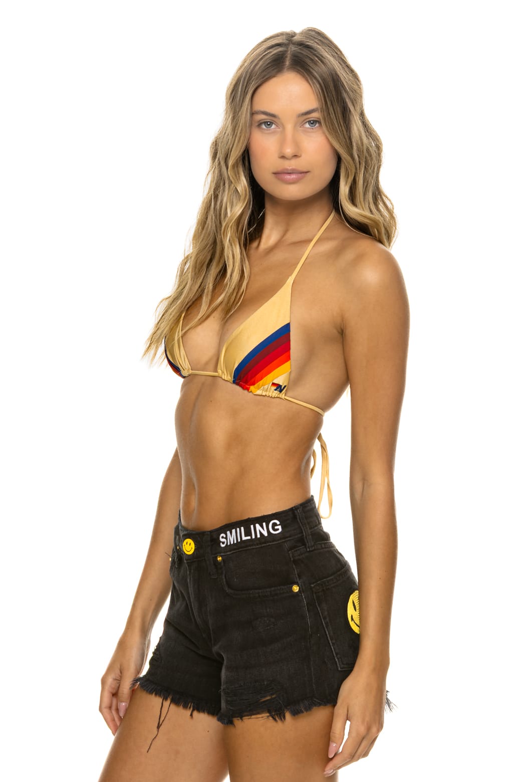 MID RISE BOYFRIEND CUTOFF KEEP SMILING JEAN SHORTS - VINTAGE BLACK