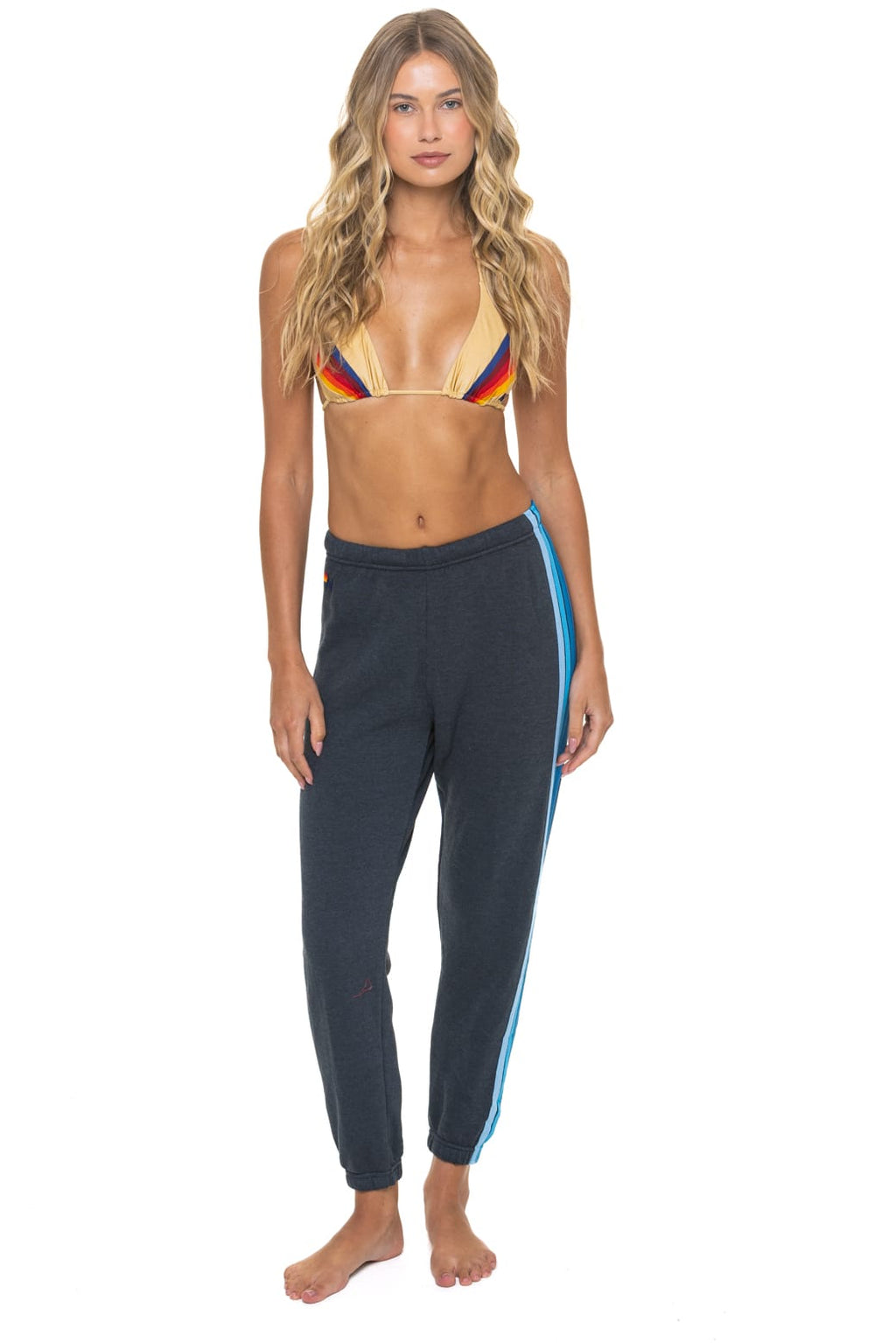 5 STRIPE SWEATPANTS - CHARCOAL BLUE