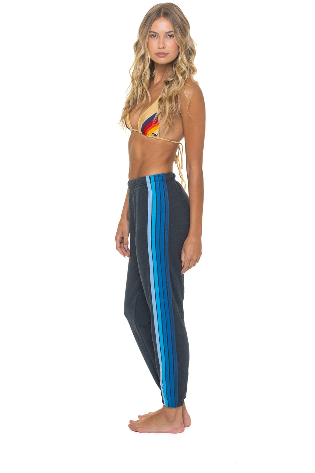 5 STRIPE SWEATPANTS - CHARCOAL BLUE