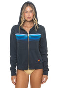5 STRIPE HOODIE - CHARCOAL BLUE