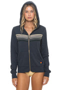 5 STRIPE HOODIE - CHARCOAL GREY STRIPES