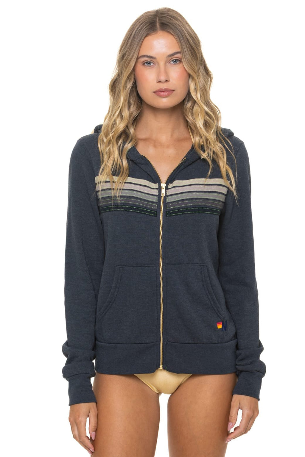 5 STRIPE HOODIE - CHARCOAL GREY STRIPES